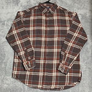 Croft & Barrow Men's Long Sleeve Flannel Button Up Shirt Plaid Size XL Brown